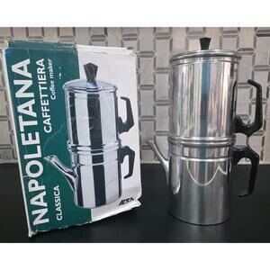 Ilsa Napoletana Coffee Maker 12 Cup Aluminum Italian Flip Pot